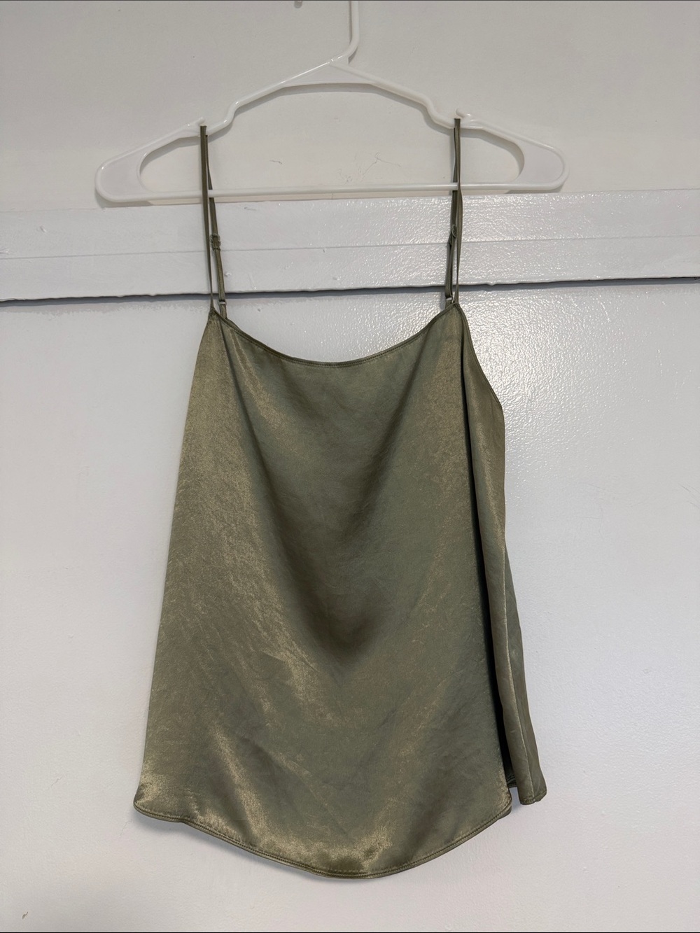 Aritzia Babaton Olive Satin square Neck Camisole Top